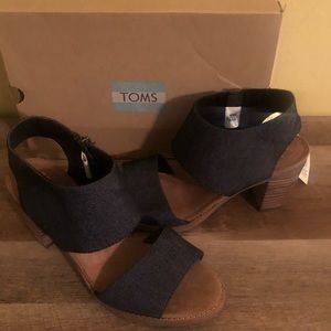 NIB TOMS "Majorca" Cutout Black Denim Sandal